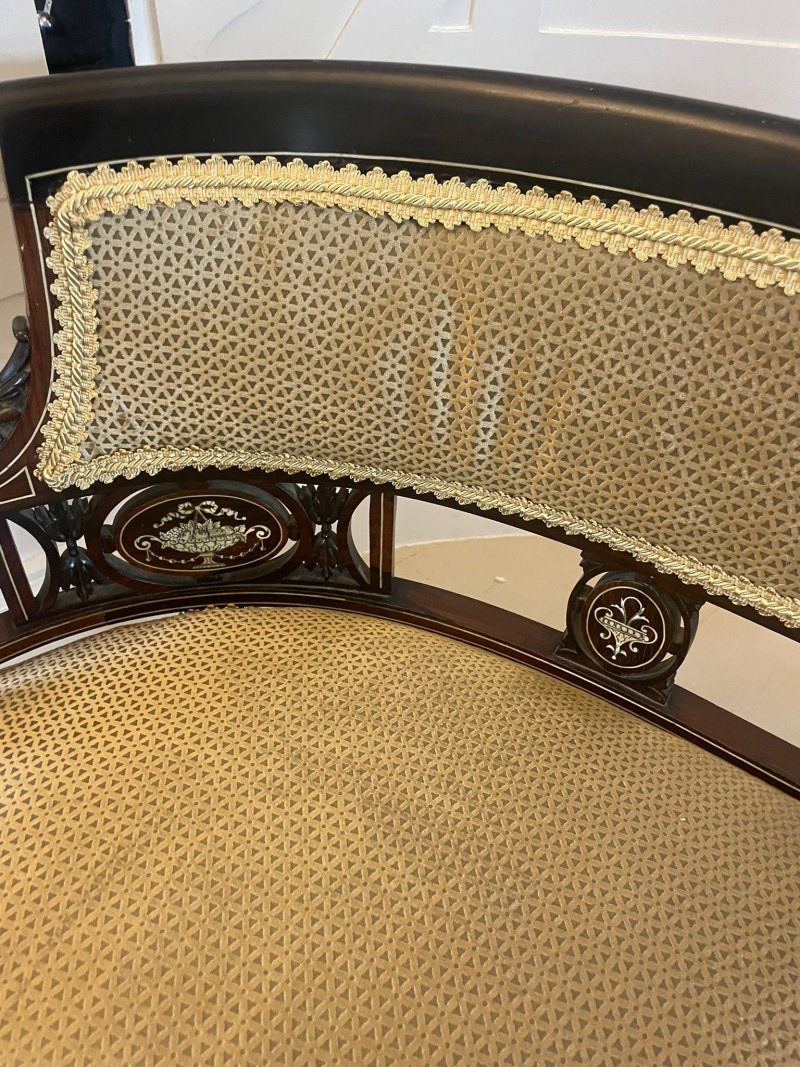 Superb Quality Antique Victorian Rosewood Inlaid Settee - Image 12